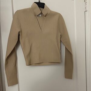 NWT Cozi Beige Ribbed Long Sleeve Top size XL